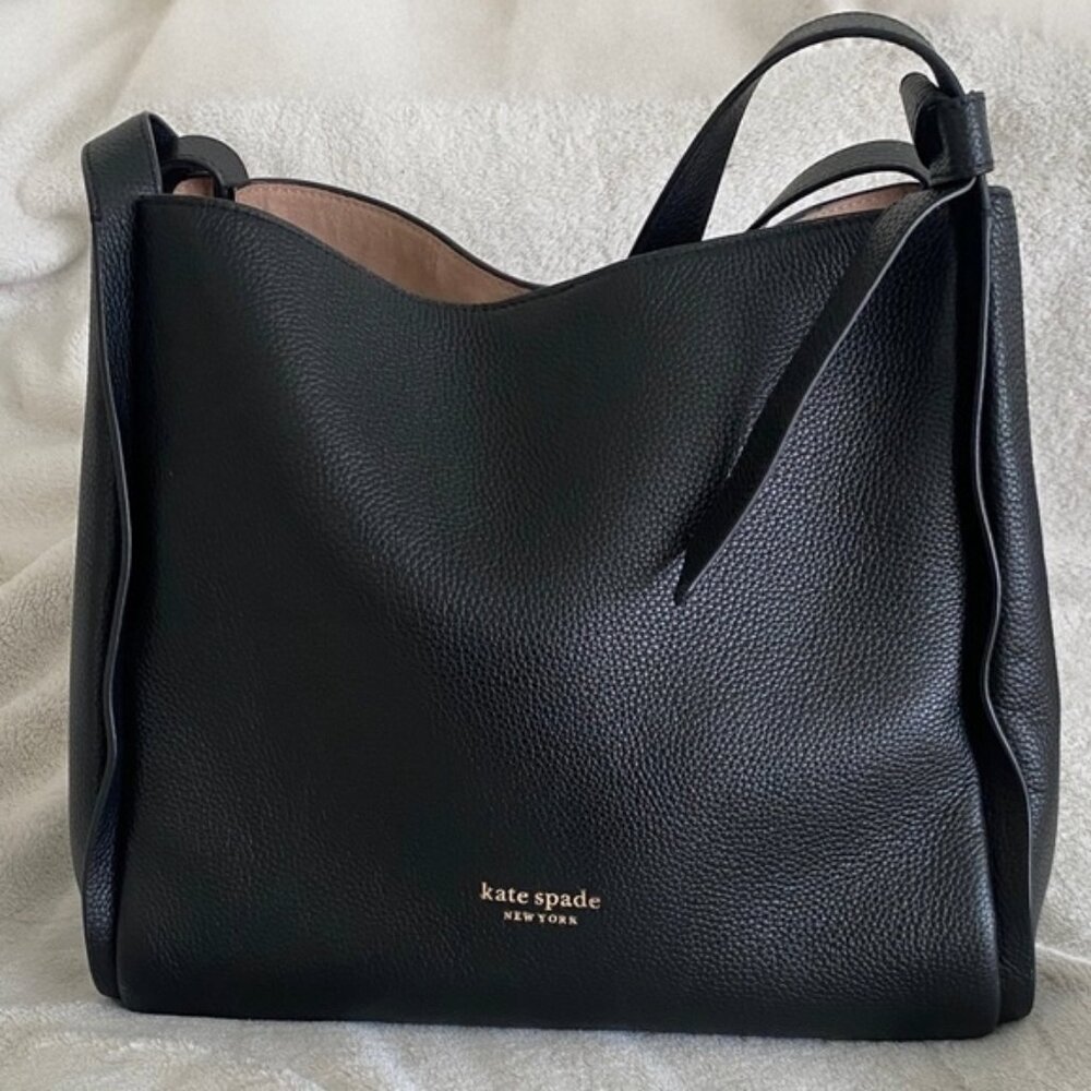 SOLD! KATE SPADE Knott Large Shoulder in Bag Black Pebbled Leather